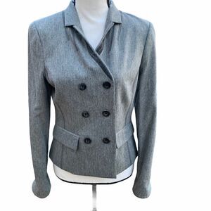 Worth Grey Double-Breasted Wool/Spandex Blazer, Size 4 EUC‎